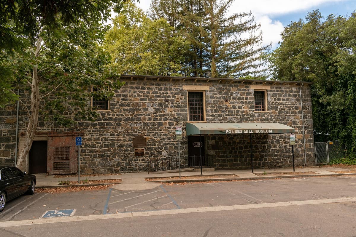 The stone annex of Forbes Mill beside Los Gatos Creek