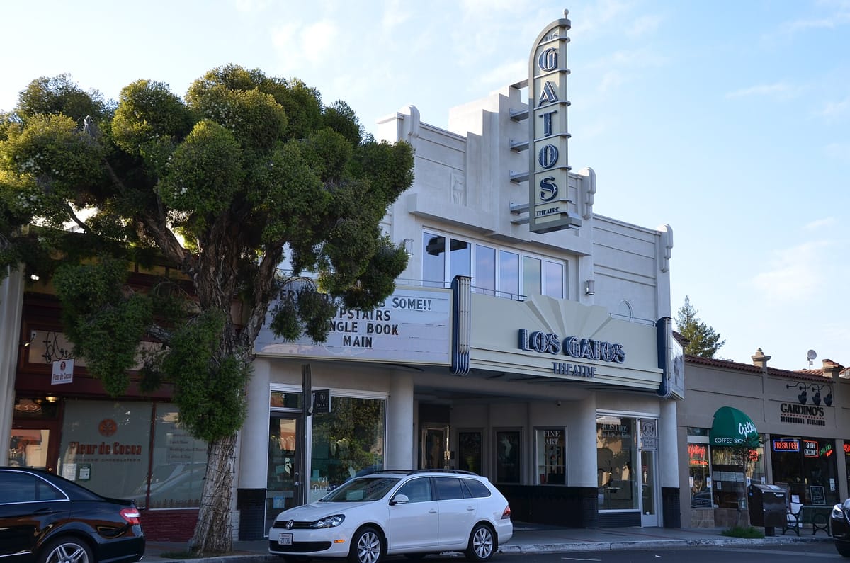The Los Gatos Theatre and its tower sign on North Santa Cruz Avenue